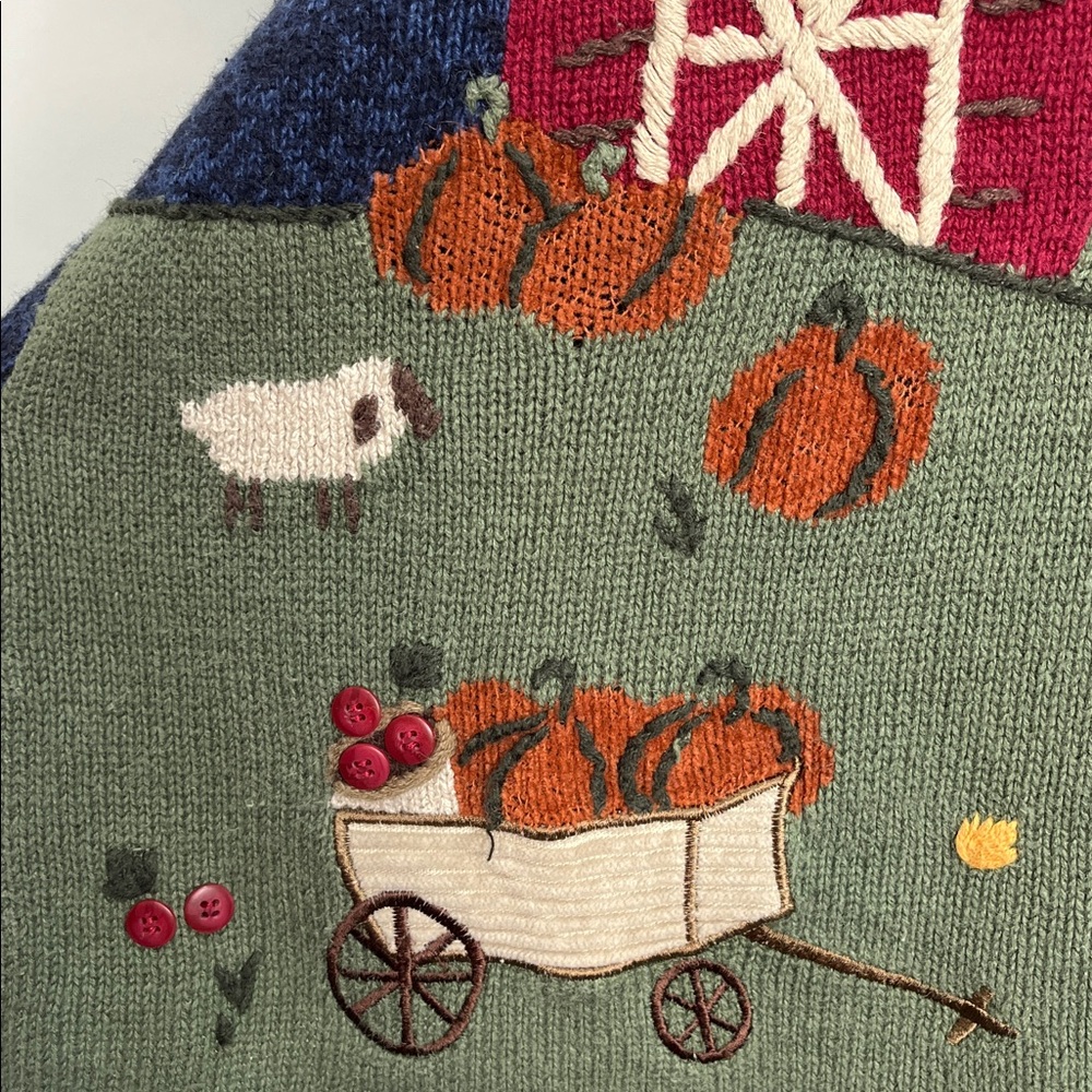 CJ Banks Women’s Size 1X Sweater Vest Hand Embroidered Fall Autumn Pumpkin - Picture 10 of 13